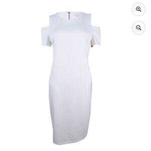 Calvin Klein White Cold Shoulder Sheath Dress